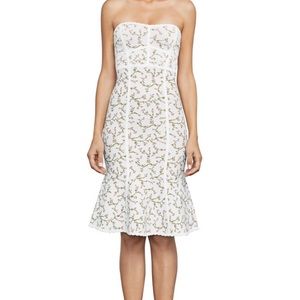 BCBG Maxazria Lynne Jacquard Strapless Dress in Gardinia Combo